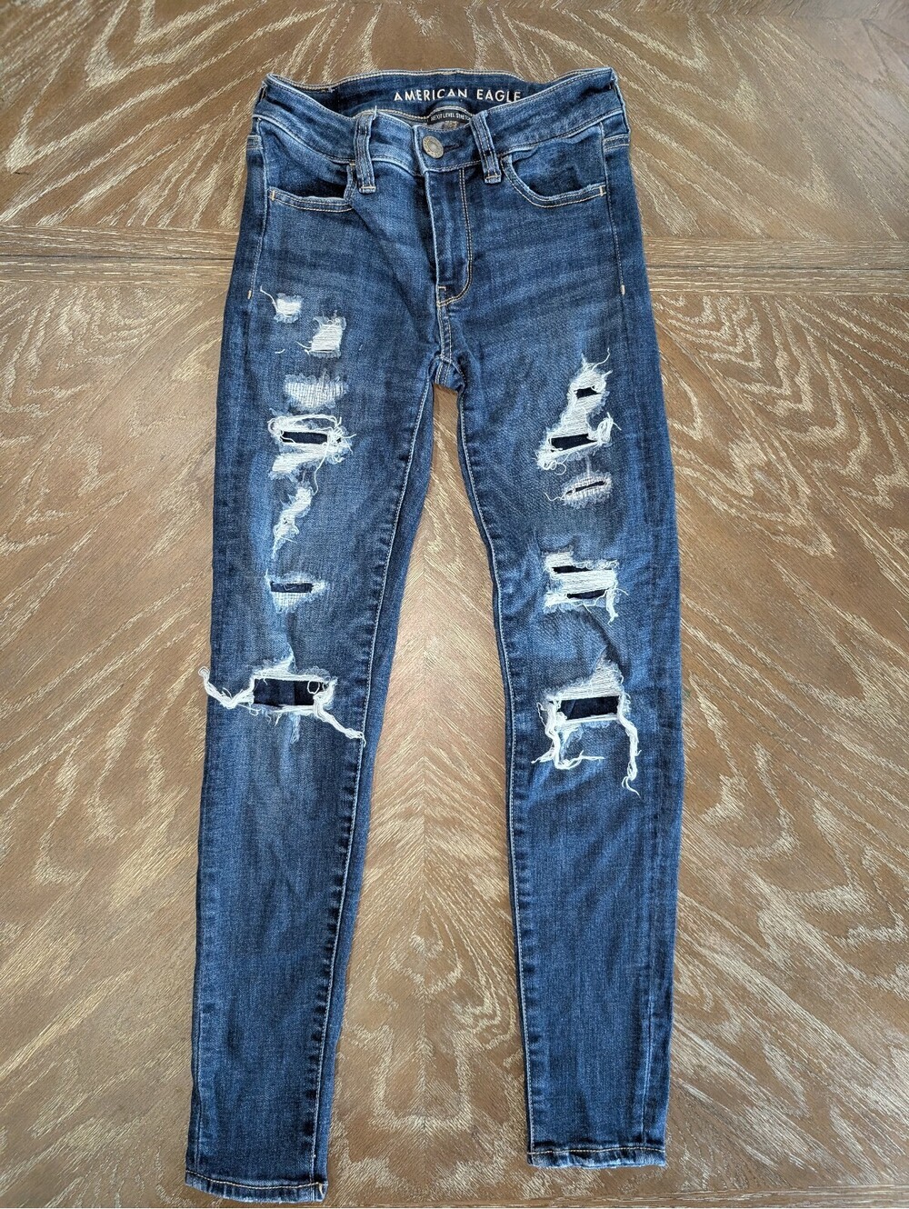 American Eagle Next Level Stretch Distressed Ripped/Patched Size 00 Short